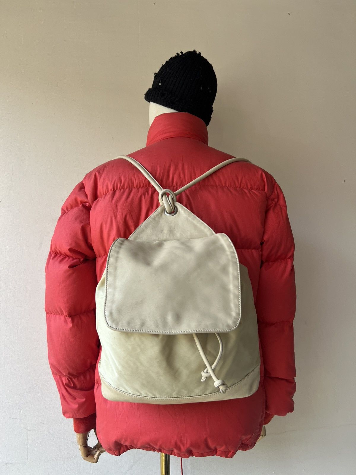 Leather Vintage MaxMara Scratches Patina Leather Nylon Backpack Size ONE SIZE - 1 Thumbnail