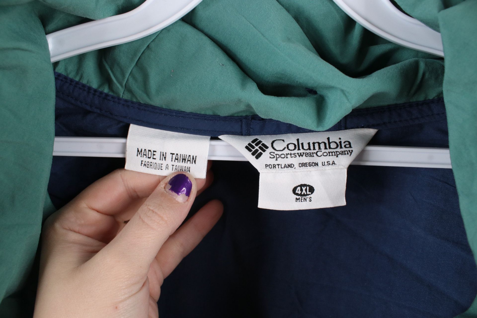 Columbia × Vintage Vintage 90s Columbia Out Hooded Anorak Jacket Blue Nylon Size US XXL / EU 58 / 5 - 7 Thumbnail