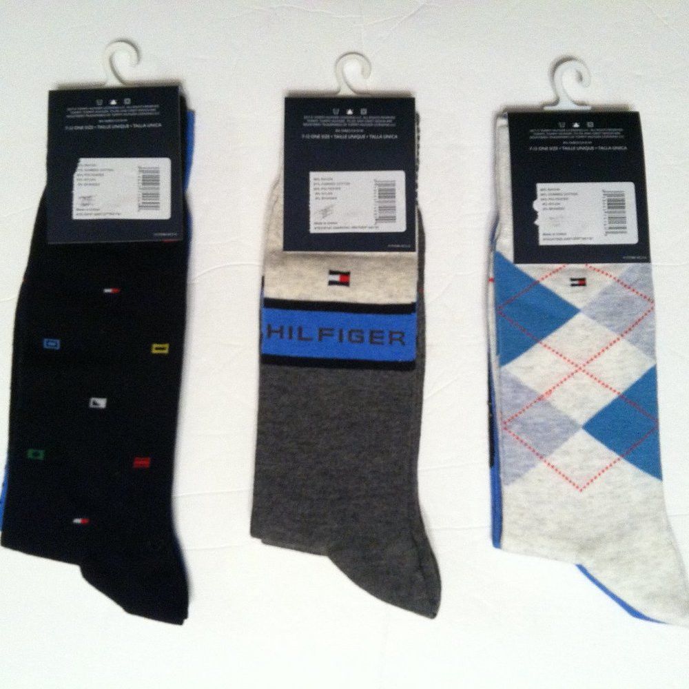 Tommy Hilfiger 3 DOUBLE TOMMY HILFIGER MEN'S NEW COTTON BLEND DRESS SOCKS Size ONE SIZE - 3 Thumbnail