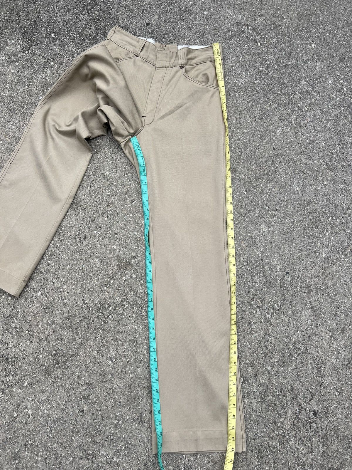 Dickies Vintage 70s TALON Zipper Dickies Flare Khaki Trouser Pant Size US 30 / EU 46 - 5 Thumbnail
