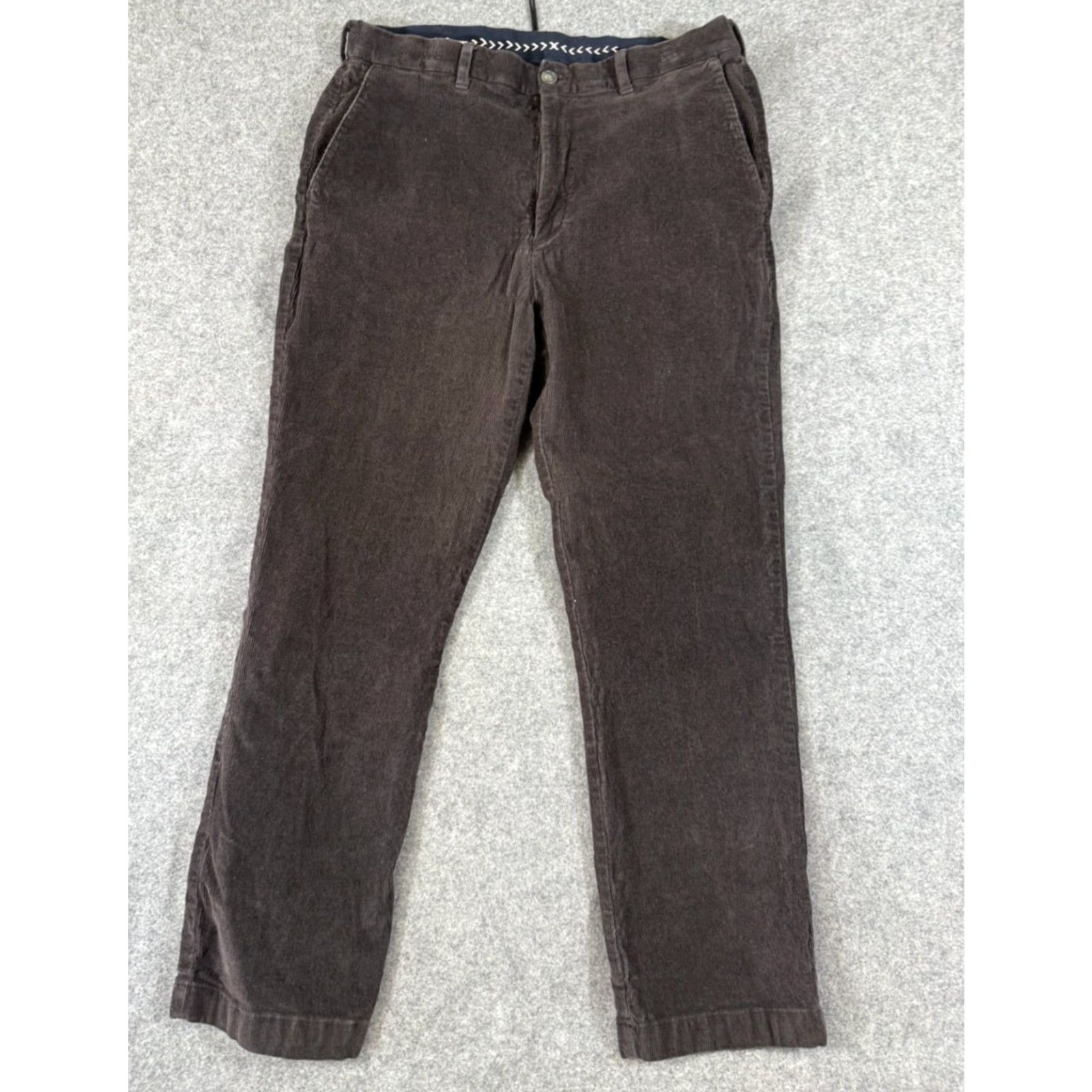 Roundtree & Yorke Roundtree & Yorke Corduroy Pants Mens 36x30 Gray Stretch Flat Front Straight Leg Size US 36 / EU 52 - 2 Thumbnail