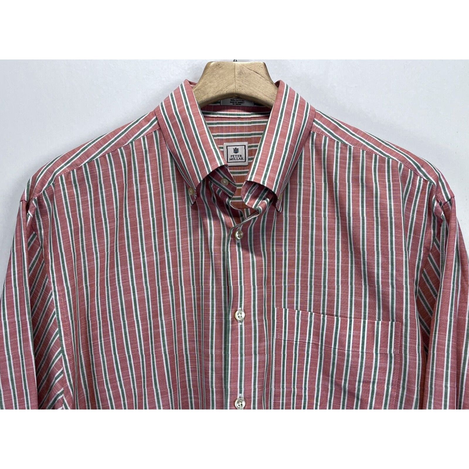Peter Millar Peter Millar Button Down Shirt Mens Large Striped Cotton Long Sleeve Pink Multicolor Size US L / EU 52-54 / 3 - 3 Thumbnail