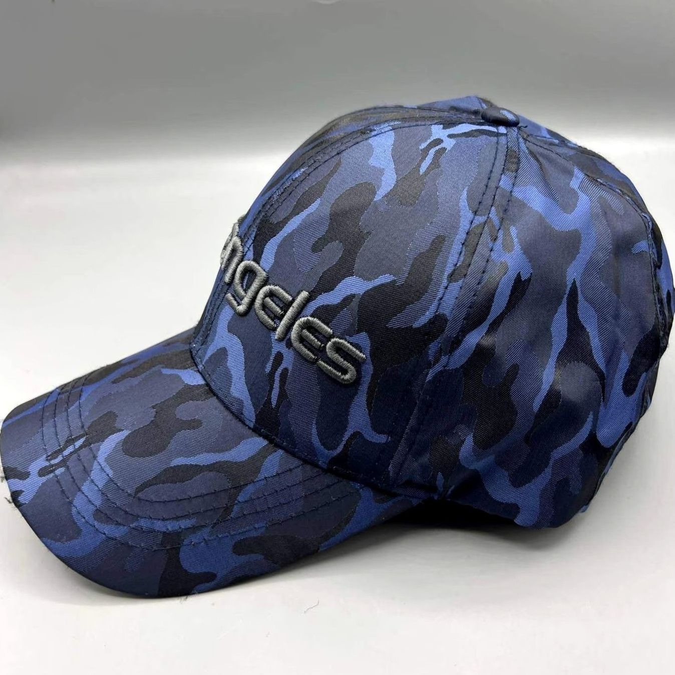 Vintage Los Angeles Hat Men Blue Black Camouflage Embroidered Strap Back Cap Size ONE SIZE - 3 Thumbnail