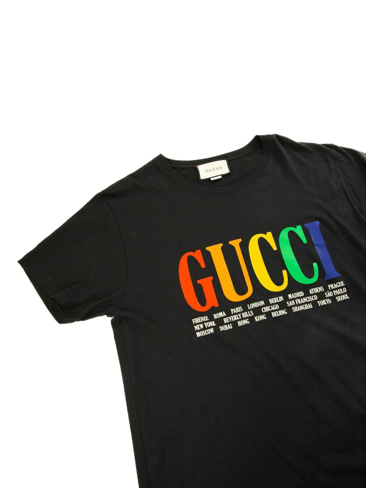 Gucci Gucci Mens Cities Print Black T Shirt Large Black Size US L / EU 52-54 / 3 - 2 Thumbnail