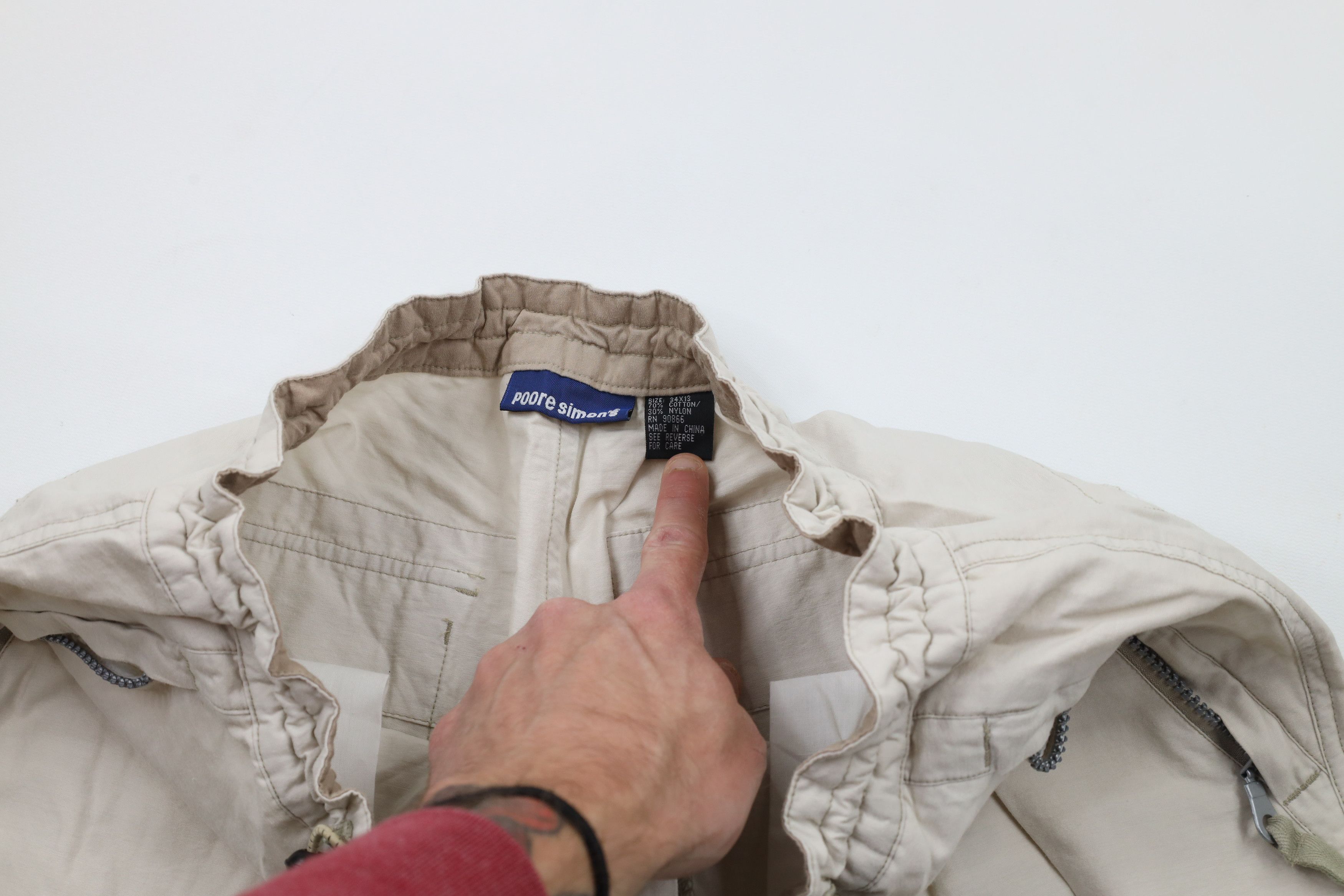 Vintage Vintage 90s Streetwear Baggy Fit Straps Cargo Shorts Beige Size US 34 / EU 50 - 7 Thumbnail