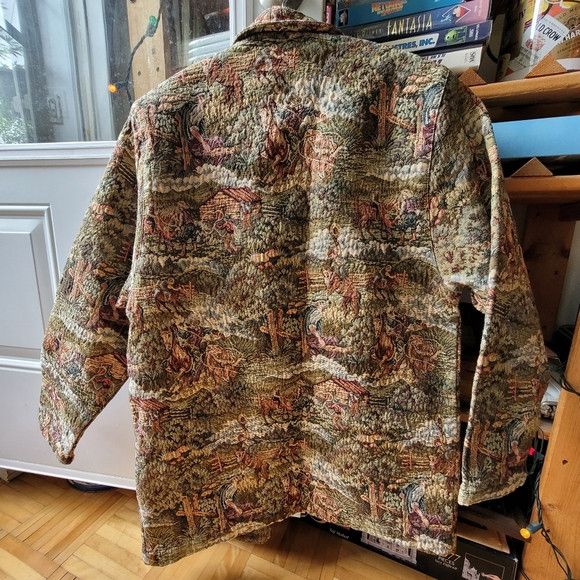 Vintage Vintage Cowboy woven pattern tapestry jacket size xl Size XL / US 12-14 / IT 48-50 - 2 Thumbnail