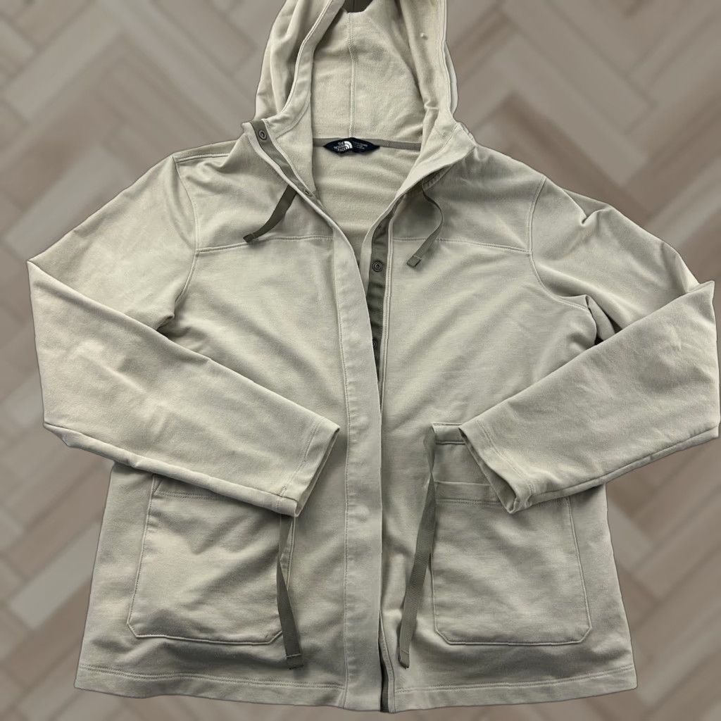 The North Face The North Face Hooded Snap Button Front Sweatshirt Jacket Women's Beige M Size M / US 6-8 / IT 42-44 - 1 Thumbnail