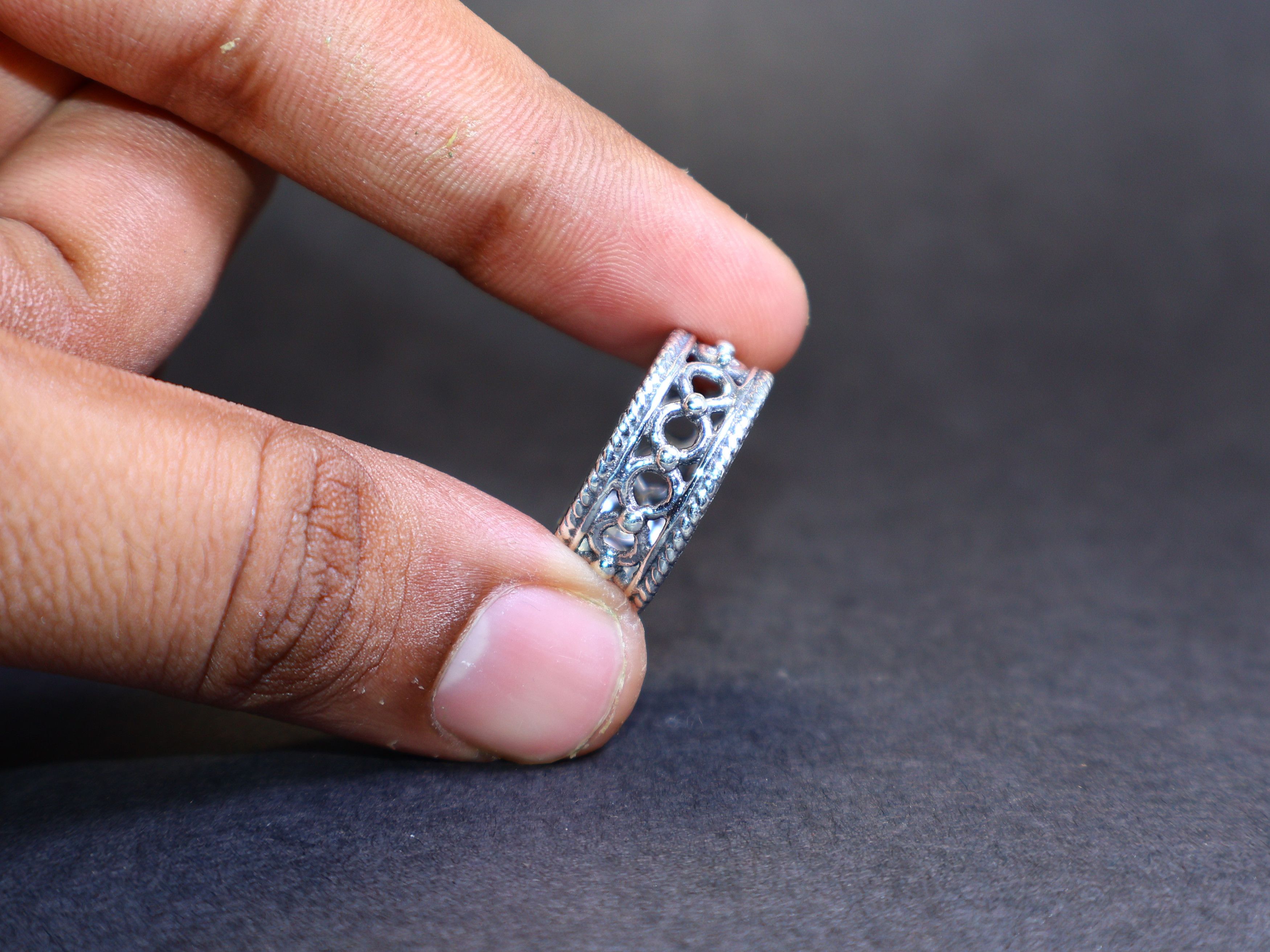 Handmade Wide band ring, Handmade Ring, Sterling Silver Women Ring, Size ONE SIZE - 9 Thumbnail