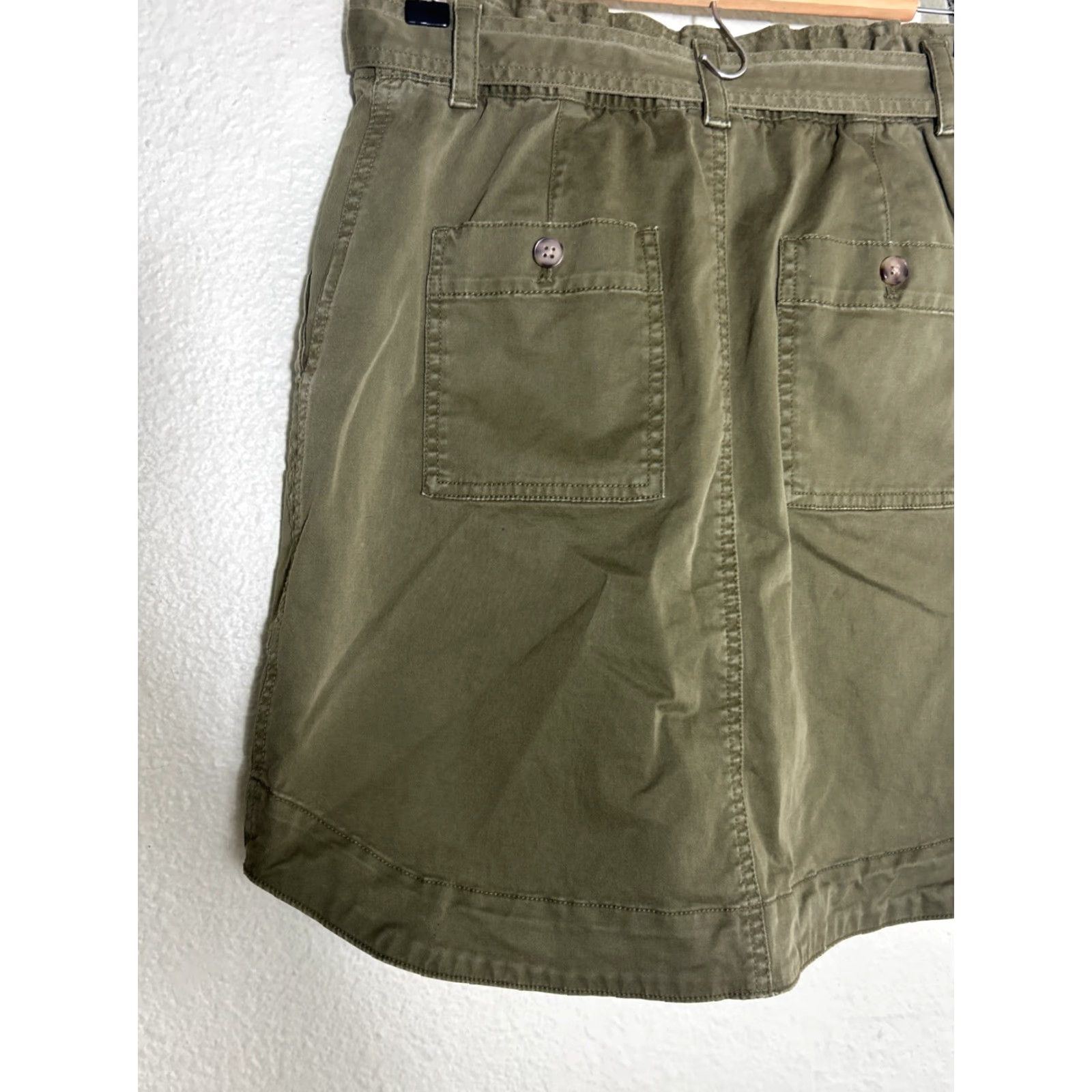 Gap Gap Skirt Women 6 Hi Rise Utility Olive Belted Cotton Elastane Zip Knee Length Skater Mens??? Size 28" / US 6 / IT 42 - 7 Thumbnail