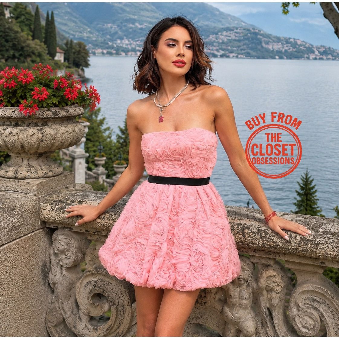 pink zara bubble dress Zara - Strapless Balloon Dress - Pale Pink - M