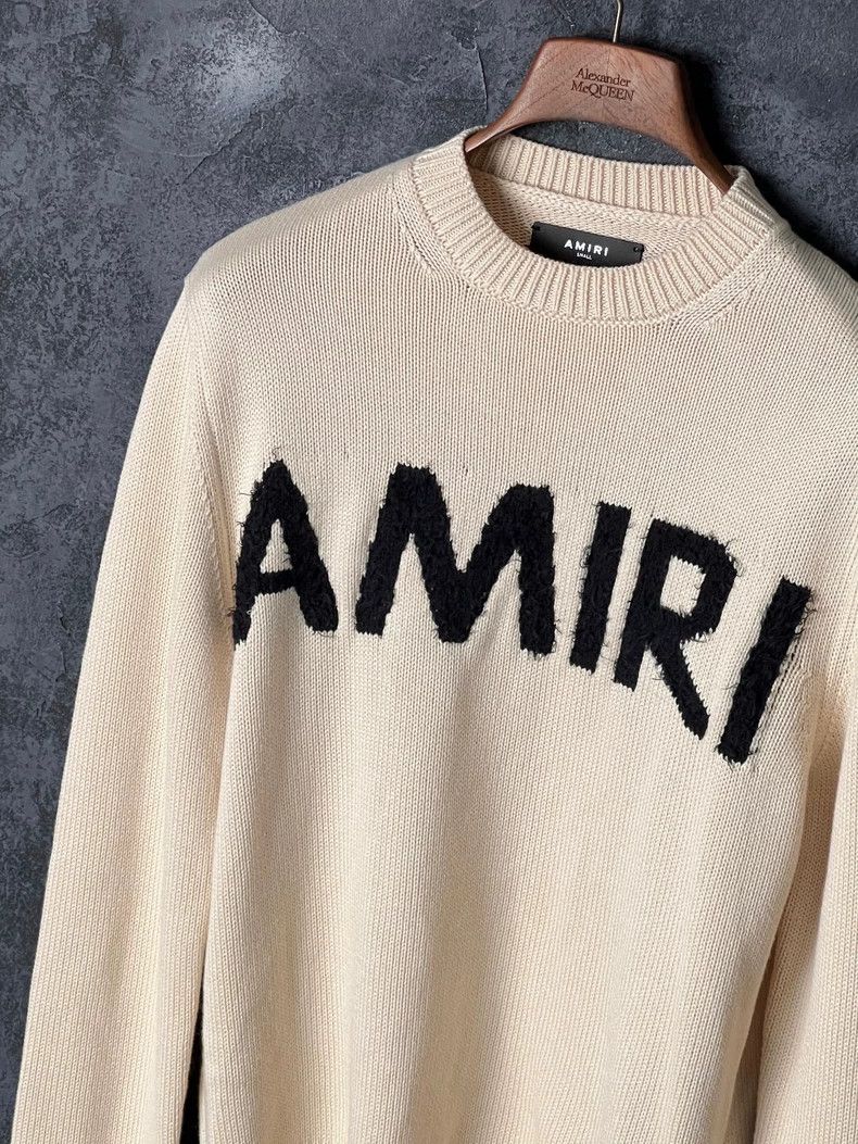 Amiri AmiriBeige letter embroidered round-neck sweater 2503-Nexta Size US S / EU 44-46 / 1 - 5 Thumbnail