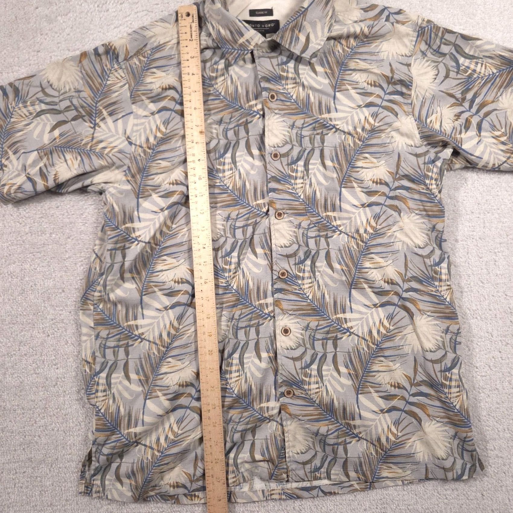 Pronto Uomo Pronto Uomo Shirt Mens M Gray Hawaiian Silk Blend Button Front Short Sleeve Size US M / EU 48-50 / 2 - 6 Thumbnail