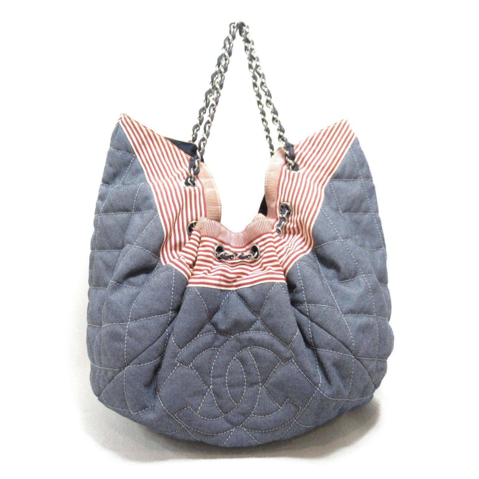 Chanel Chanel Cococabus Gm Shoulder Bag Denim Blue Indigo Blue/Red/White Silver Hardware Size ONE SIZE - 1 Thumbnail