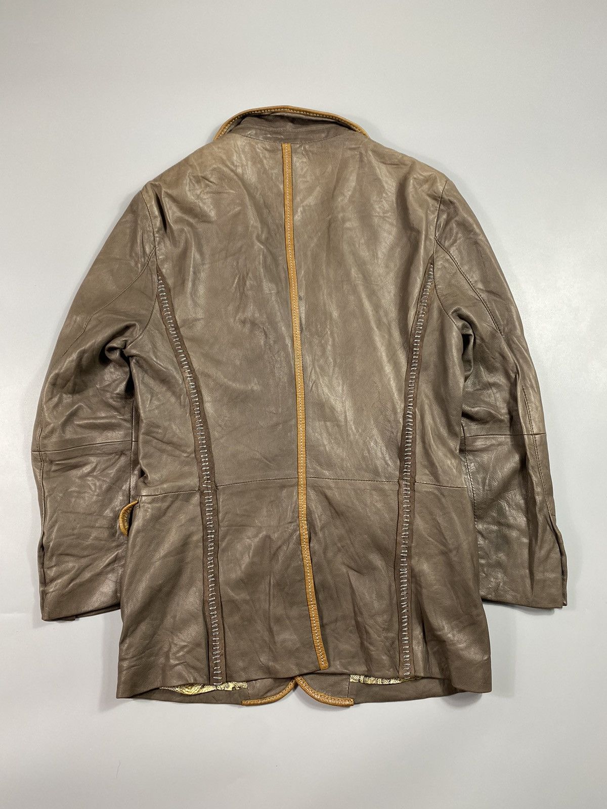 Just Cavalli × Roberto Cavalli Archive! Deconstructed Leather Blazer Jacket Size US S / EU 44-46 / 1 - 11 Thumbnail