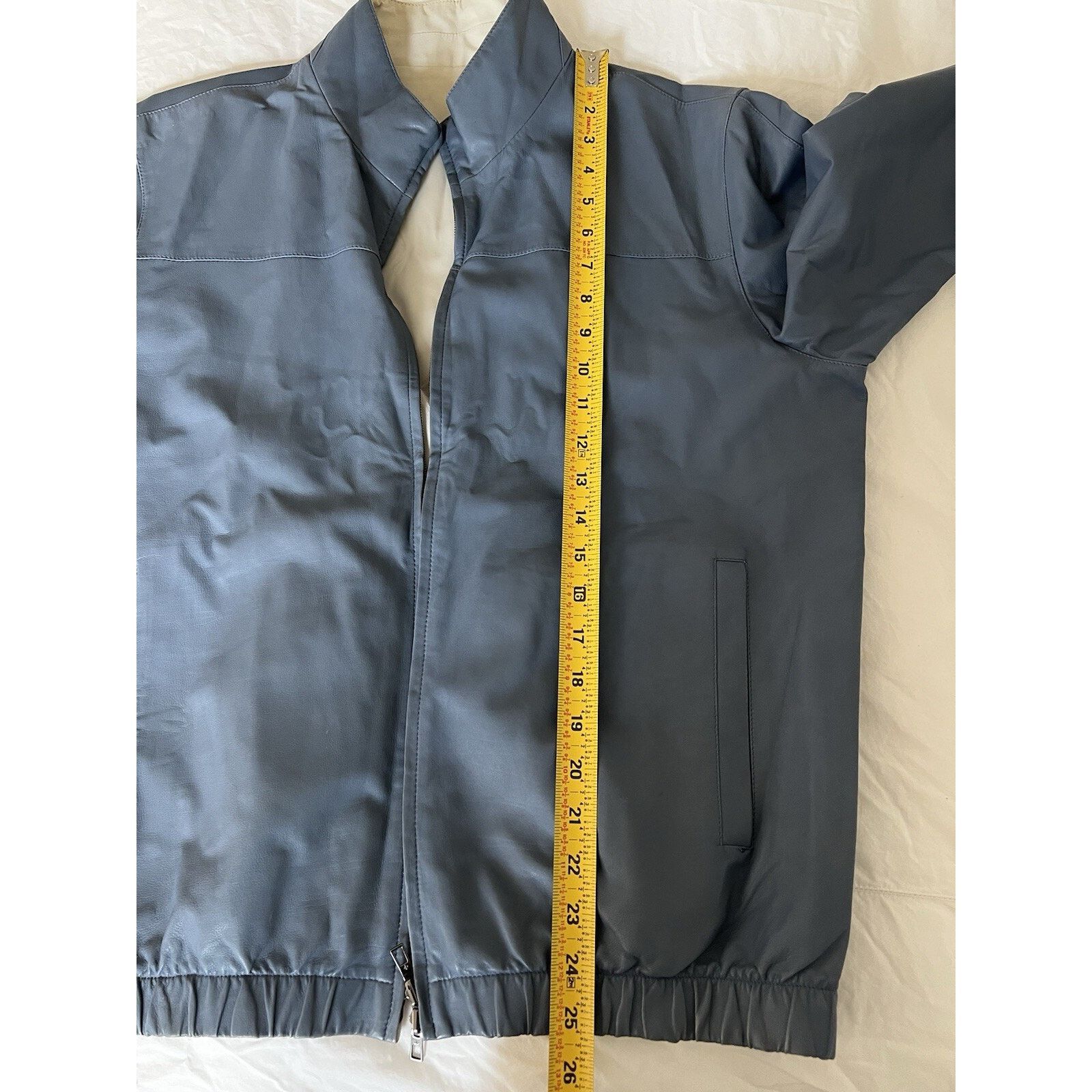 Loro Piana $6,950 Loro Piana Bomber Leather Reversible Blue/Ivory IT52 Size US L / EU 52-54 / 3 - 7 Thumbnail