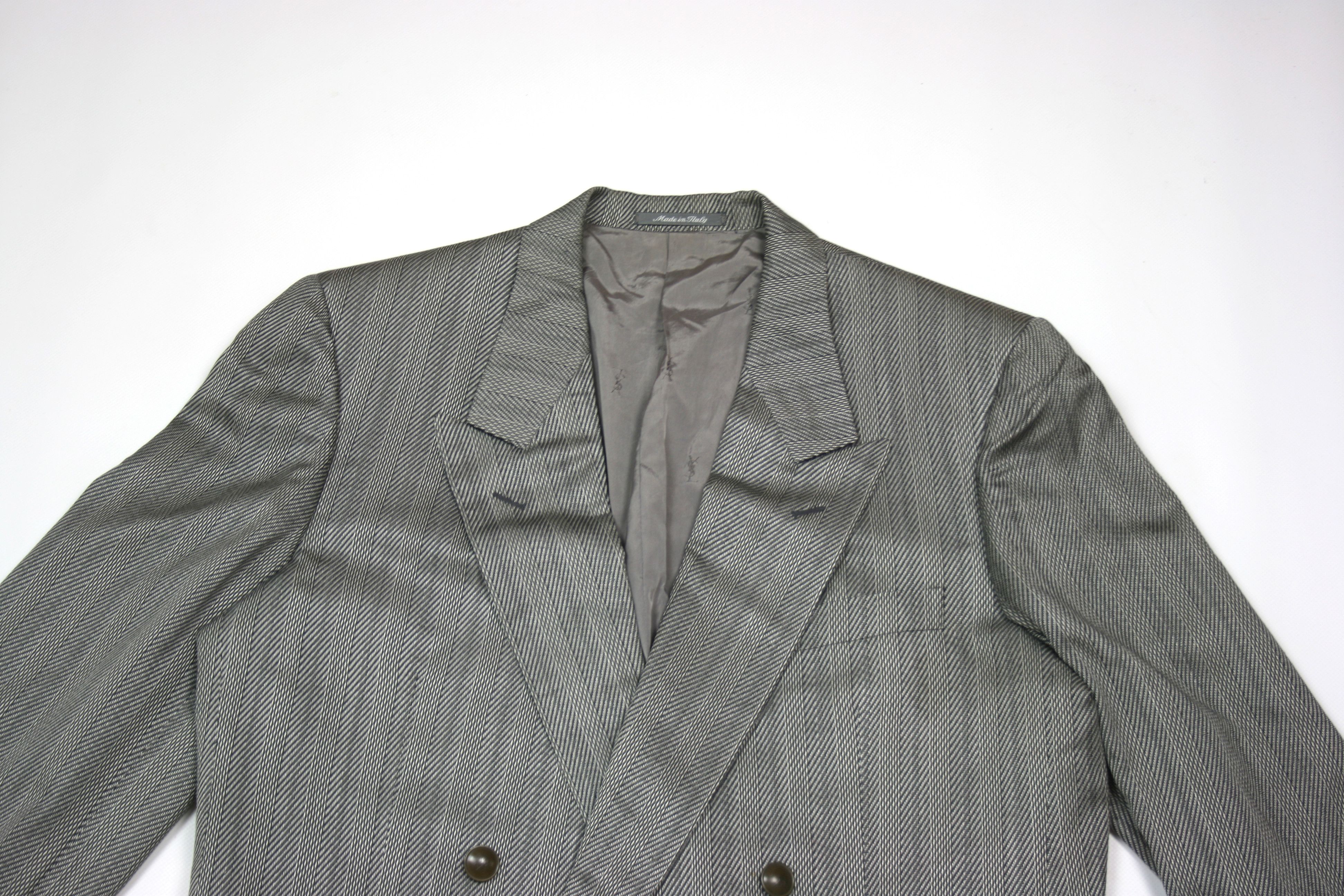 Yves Saint Laurent 90S Double Breasted Silk Blazer Vintage Size US L / EU 52-54 / 3 - 3 Thumbnail