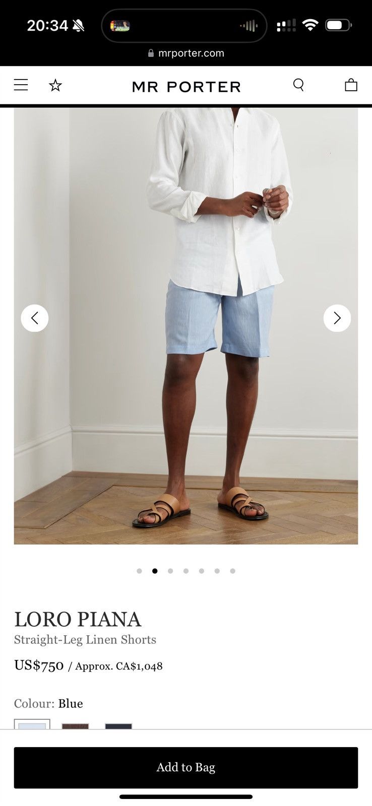 ★0% TAX★ LORO PIANA LINEN BLUE BERMUDA STRAIGHT-LEG SHORTS