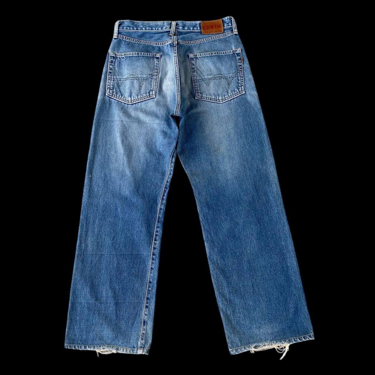 Edwin VTG 90S EDWIN 505 REDLINE GRUNGE BLUEWASH DISTRESSED DENIM Size US 29 - 12 Thumbnail