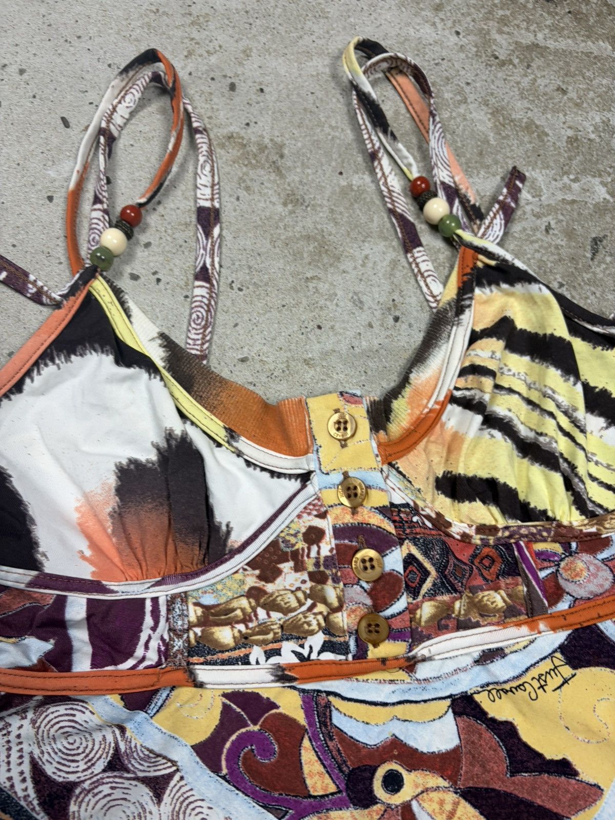 Just Cavalli 2000s Just Cavalli Beaded Double Strap Top Patchwork Corset Size XS / US 0-2 / IT 36-38 - 7 Thumbnail