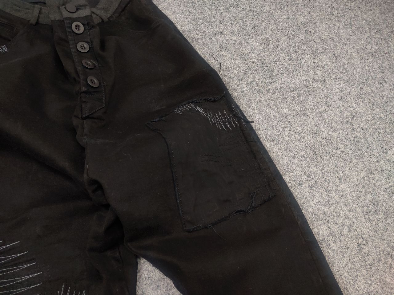 Japanese Brand Umit Unal Couture Black jeans decorative Drop Crotch Pants Size US 31 - 7 Thumbnail