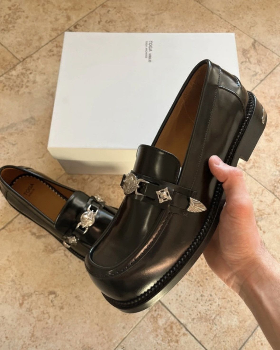 TOGA VIRILIS Toga Virilis Polished Black Loafers Size US 12 / EU 45 - 7 Thumbnail
