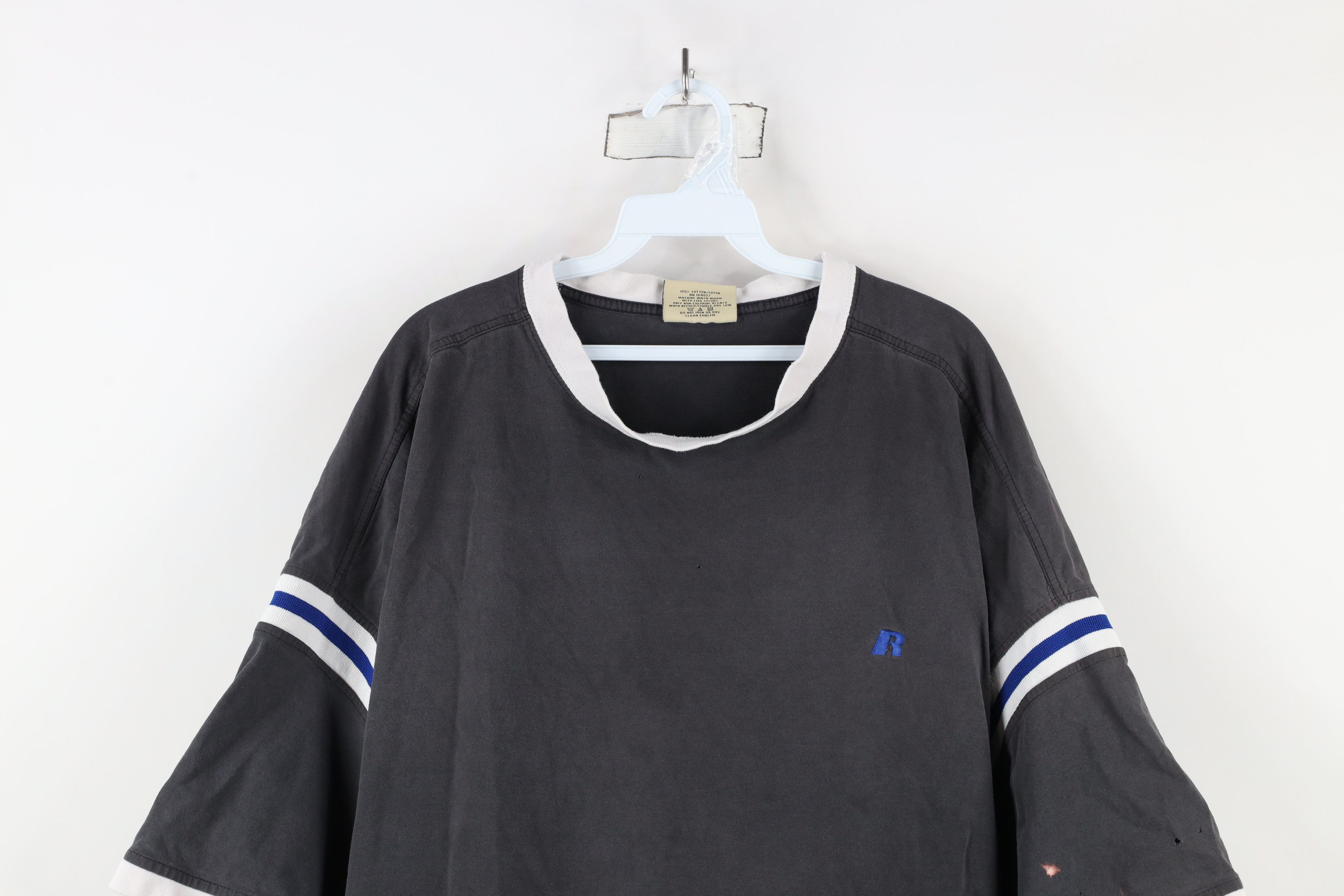 Russell Athletic × Vintage Vintage 90s Russell Athletic Striped Football Jersey T-Shirt Size US XXL / EU 58 / 5 - 2 Thumbnail