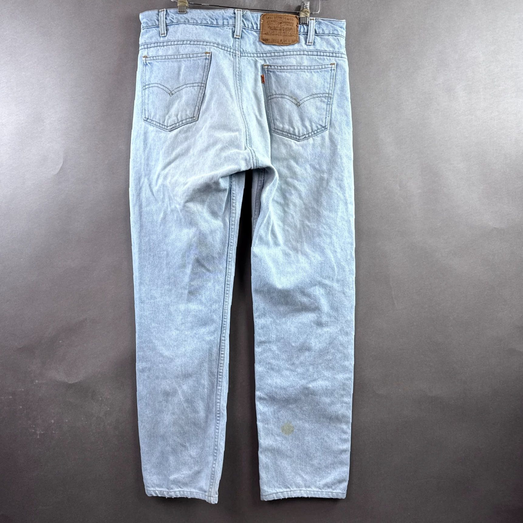 Levi's VINTAGE Levi's 505 Jeans Mens 34x30 Blue 90s Orange Tab Faded Straight 34x32 5-Pocket Denim Cotton Regular Blue Mens Jeans 90s Theme Size US 34 / EU 50 - 4 Thumbnail