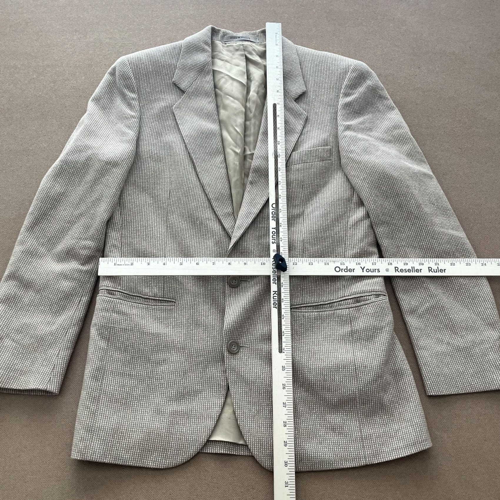 Calvin Klein Calvin Klein Blazer Mens Small Beige White 2 Button Sport Coat Classic Wool Tweed Notch Lapel Regular Fit/Gently Worn Size 36R - 2 Thumbnail