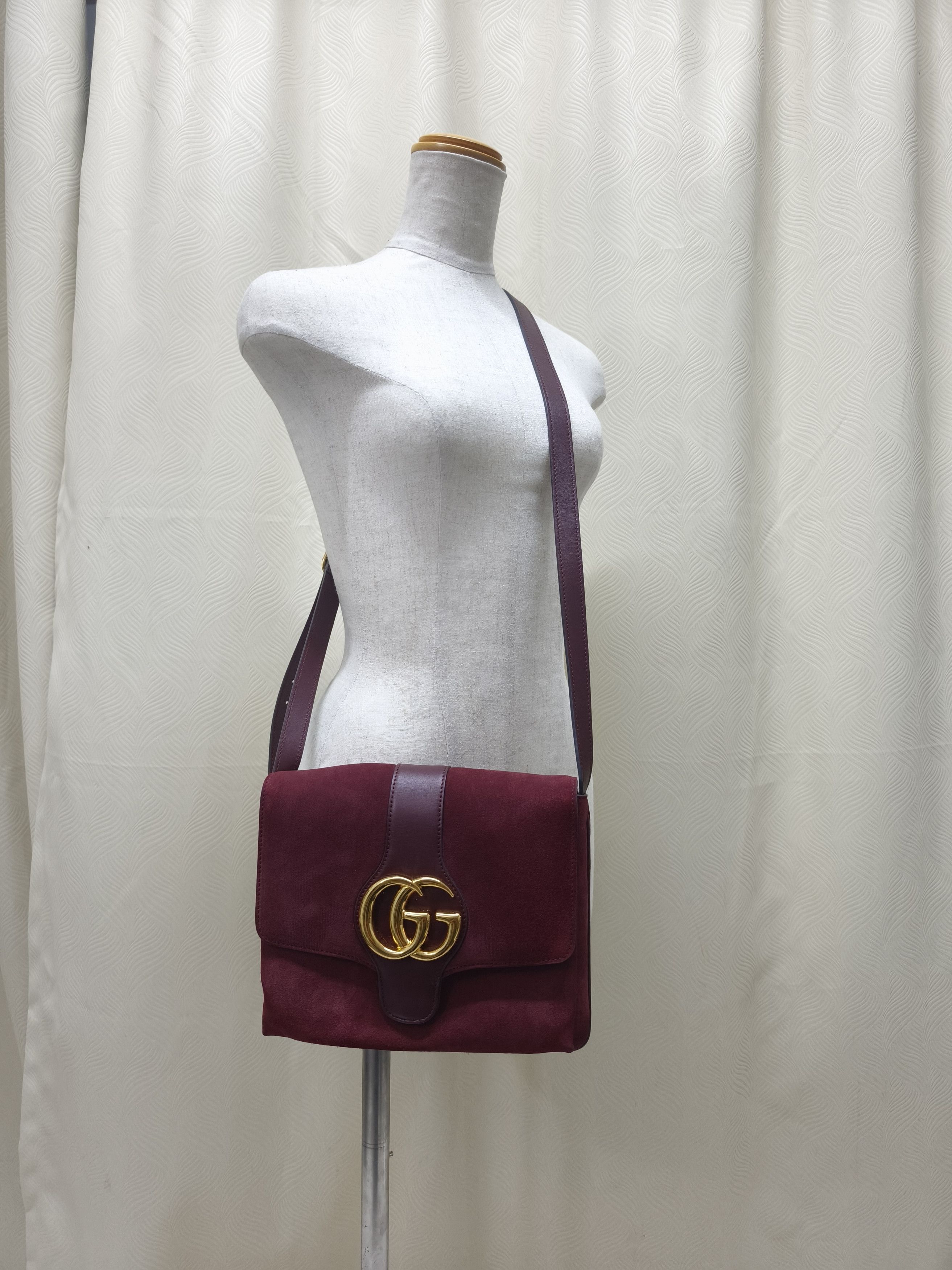 Gucci Gucci GG Marmont Suede Leather Shoulder Bag - Burgundy Size ONE SIZE - 13 Thumbnail