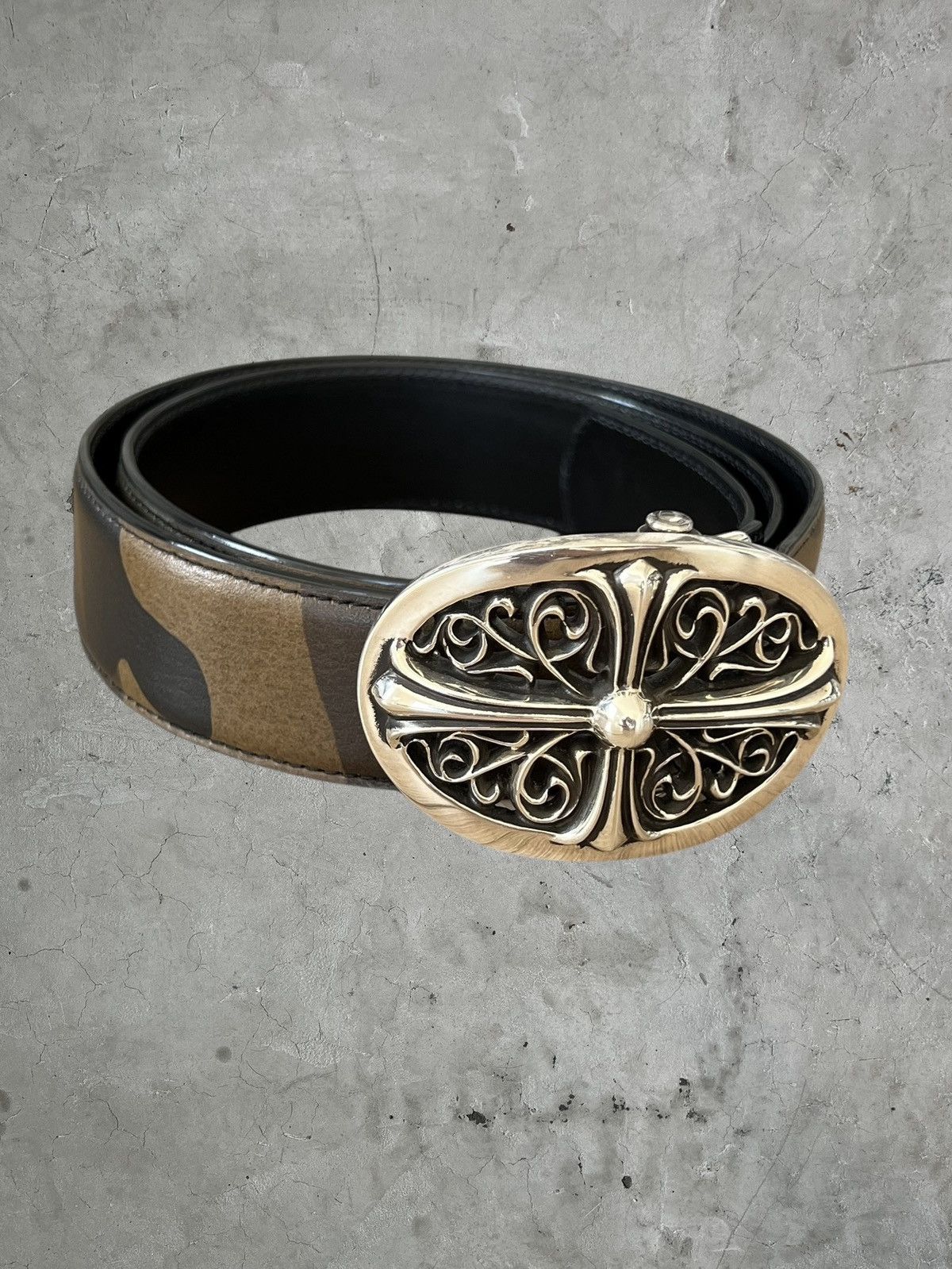 Pre-owned Chrome Hearts Camo Oval Belt Size 33