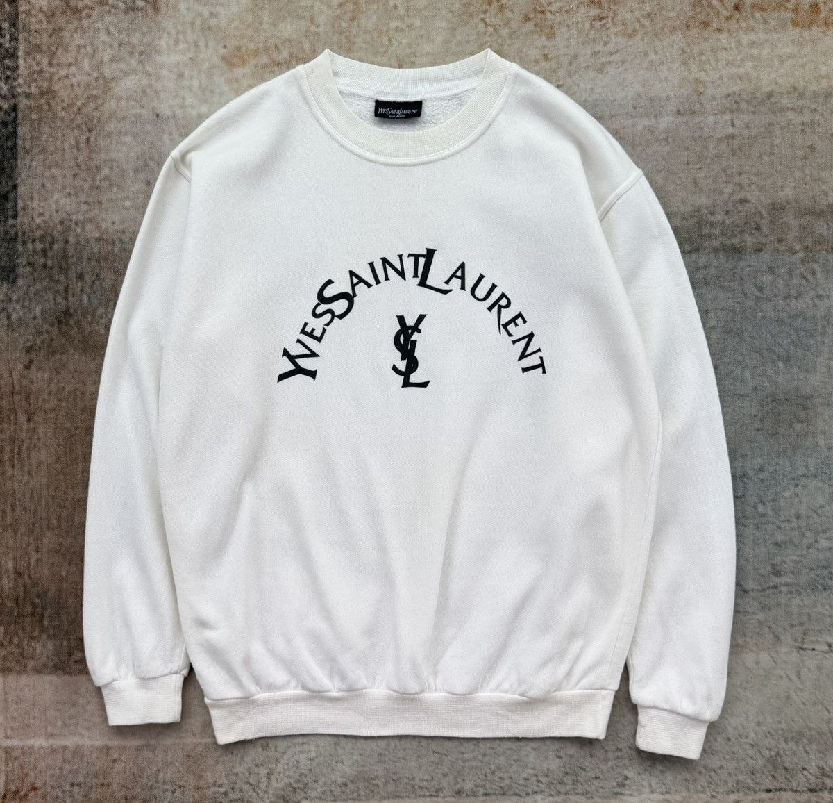 Yves Saint Laurent Vintage 90s Yves Saint Lauren Spell Out Logo Crewneck Size US L / EU 52-54 / 3 - 1 Thumbnail