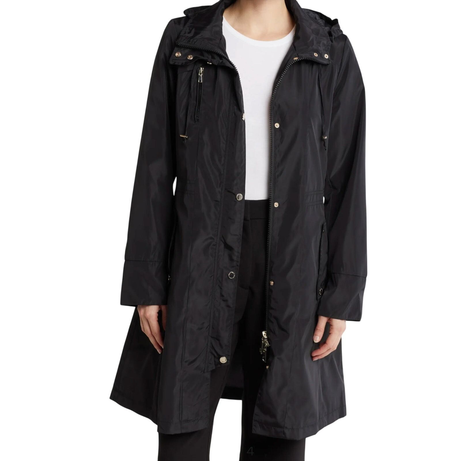 Rebecca Minkoff Rebecca Minkoff Black Light Hooded Trench Coat Black L NWT Size L / US 10 / IT 46 - 1 Thumbnail