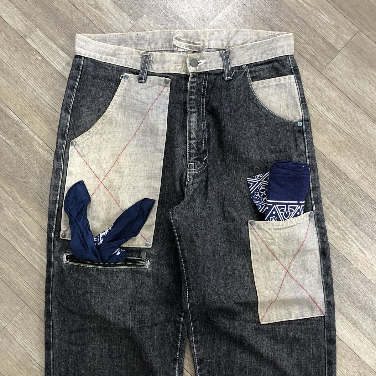 JNCO × Japanese Brand Crazy Y2K Unidentified Mysterious Animal Baggy Jeans Pants Size US 32 / EU 48 - 3 Thumbnail