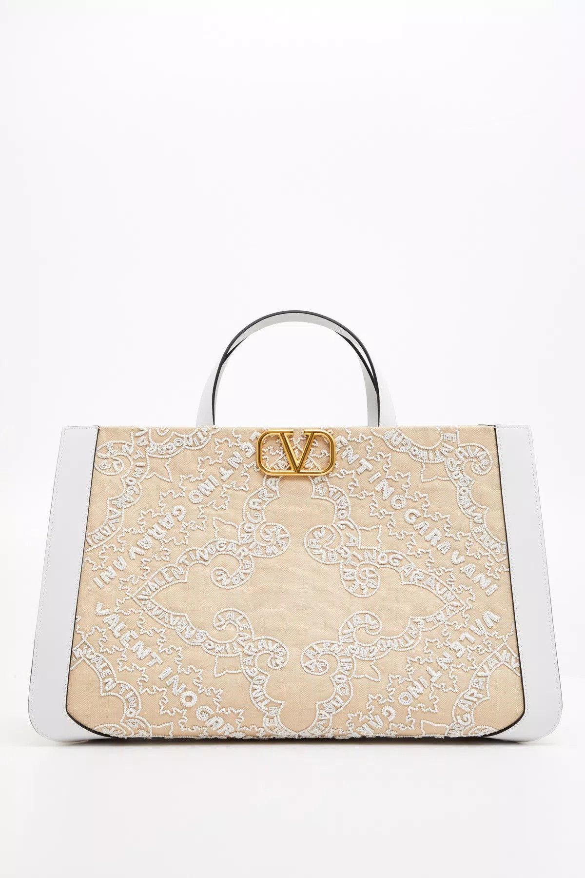 Valentino o1s1wg110625 Size:OS/Raffia Tote Bag in White/Beige Size ONE SIZE - 1 Thumbnail