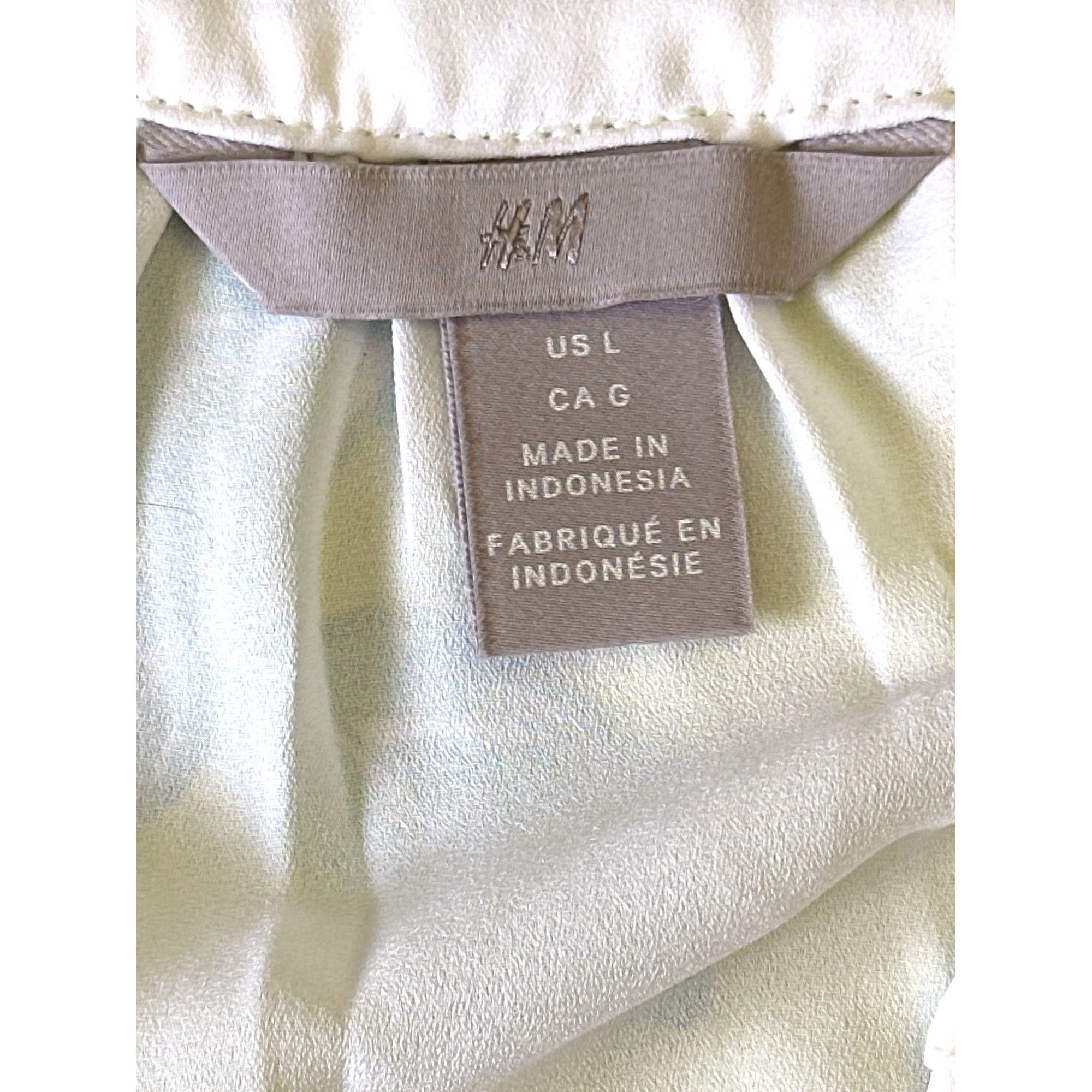 H&M H&M Womens Layered V Neck Blouse Large White All Polyester S Size L / US 10 / IT 46 - 3 Thumbnail