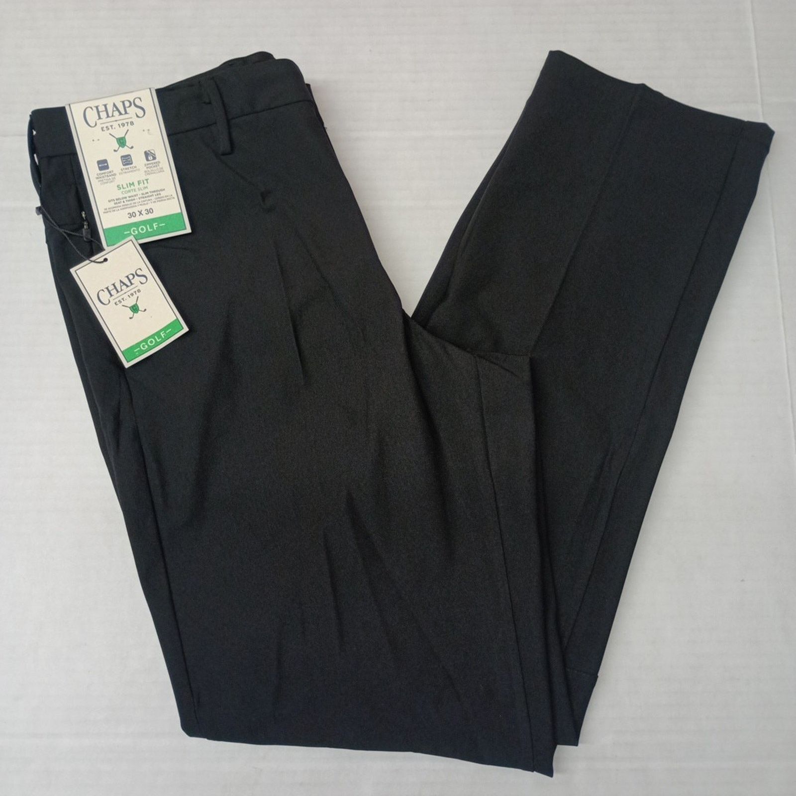 Chaps Chaps Golf Slim Fit Pants Mens 30x30 Black Stretch Waistband Size US 30 / EU 46 - 1 Thumbnail