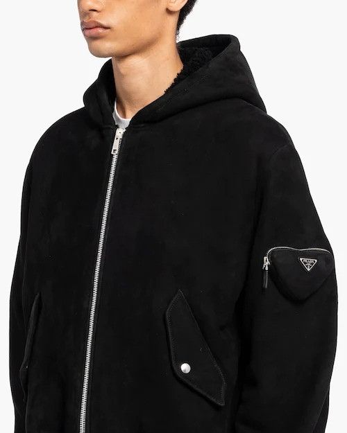 Prada o1mt1gz0724 Shearling Bomber Jacket in Black Size US S / EU 44-46 / 1 - 5 Thumbnail