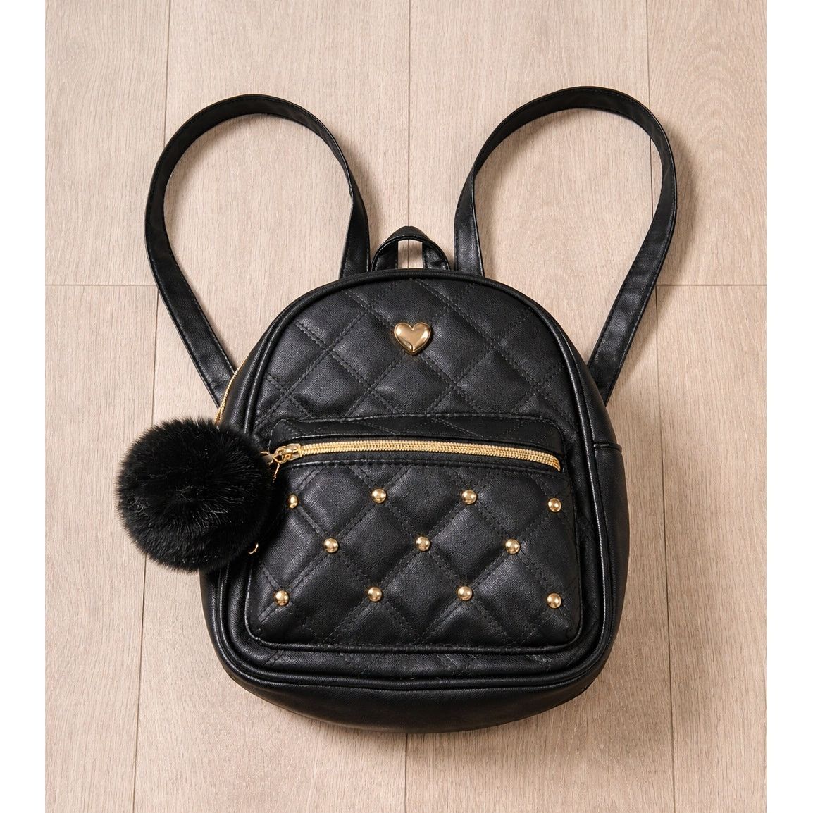Other Y2K Coquette Black Gold Mini Backpack Faux Leather Street Size ONE SIZE - 1 Thumbnail