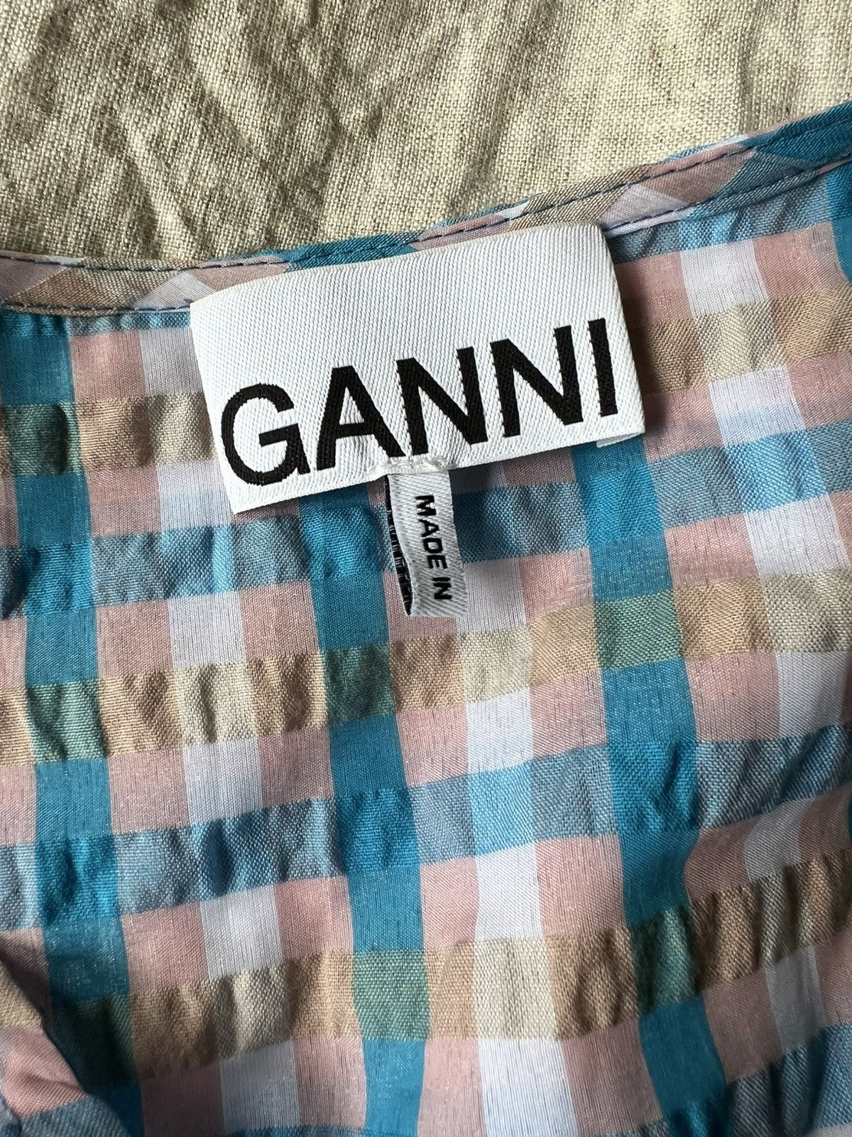 Ganni Seersucker Ganni wrap dress Size L / US 10 / IT 46 - 4 Thumbnail