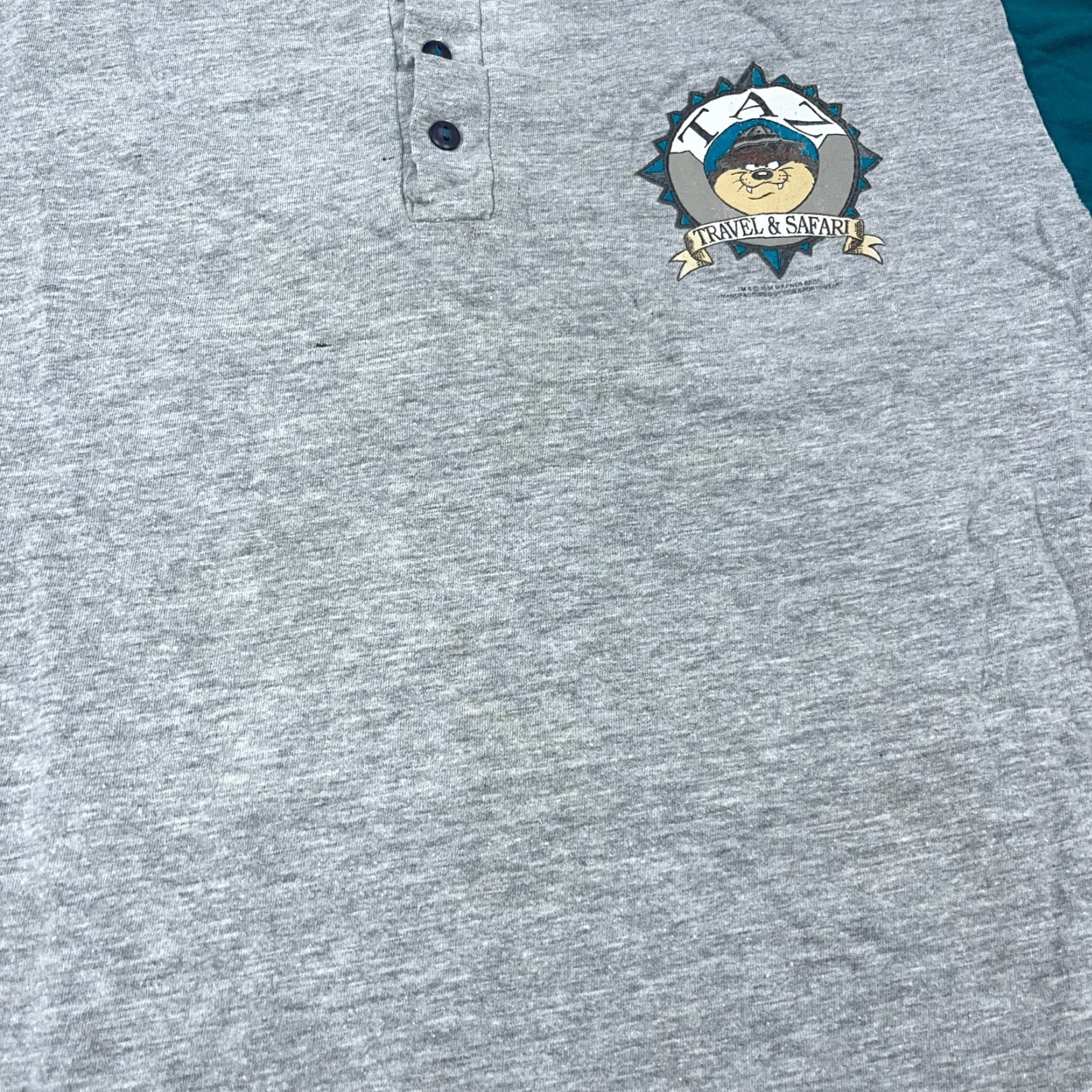 Vintage VINTAGE Sun Shirt Men M Gray 90s Looney Tunes Taz Henley Tasmanian Devil Graphic Print Logo Cotton Knit Short Sleeve Vintage Classic Grunge 90s Mens Size US M / EU 48-50 / 2 - 6 Thumbnail