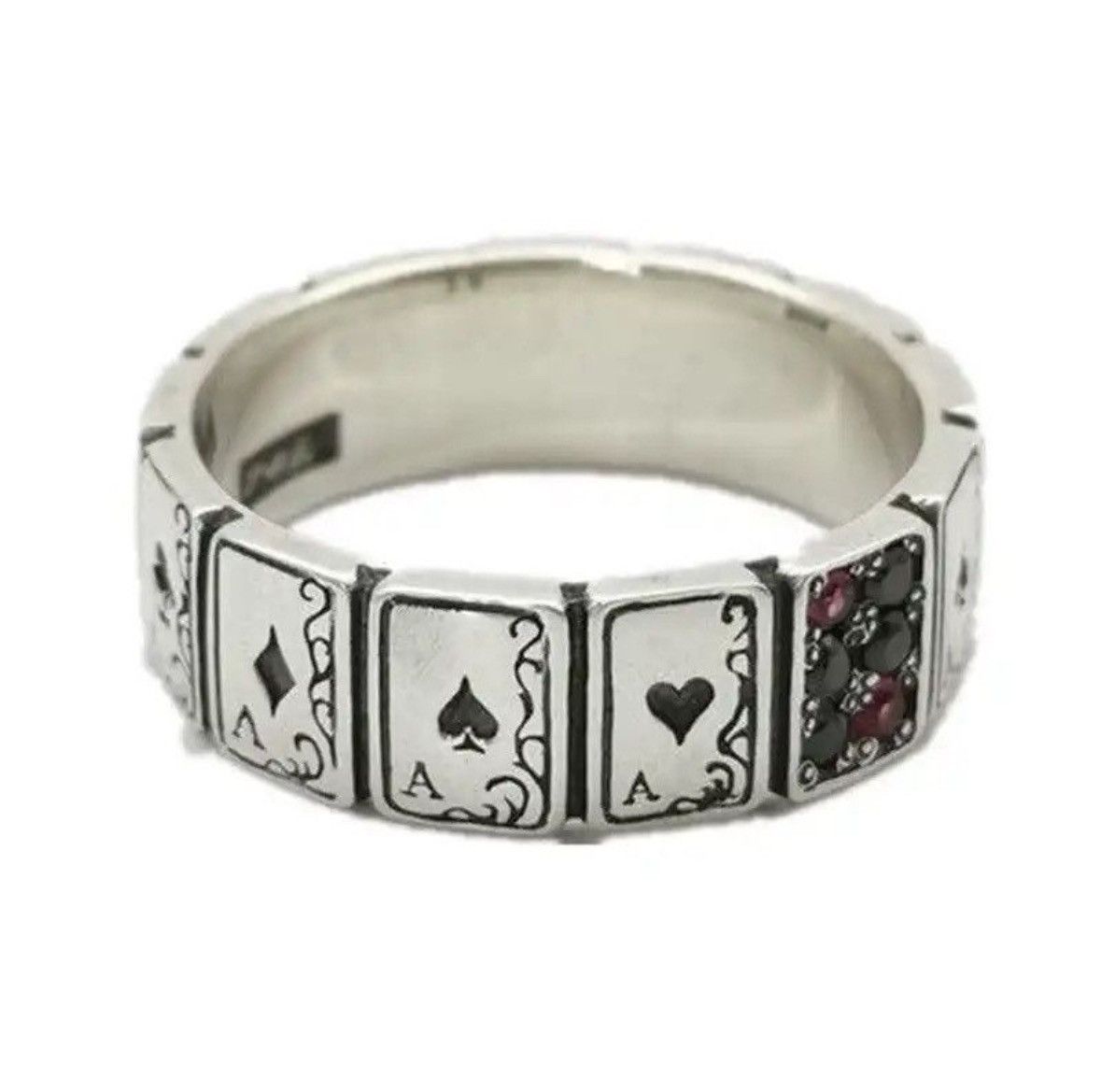 Jewelry × Vintage Ace Card Playing Ring Poker Player Spades Hearts Chrome Size ONE SIZE - 3 Thumbnail