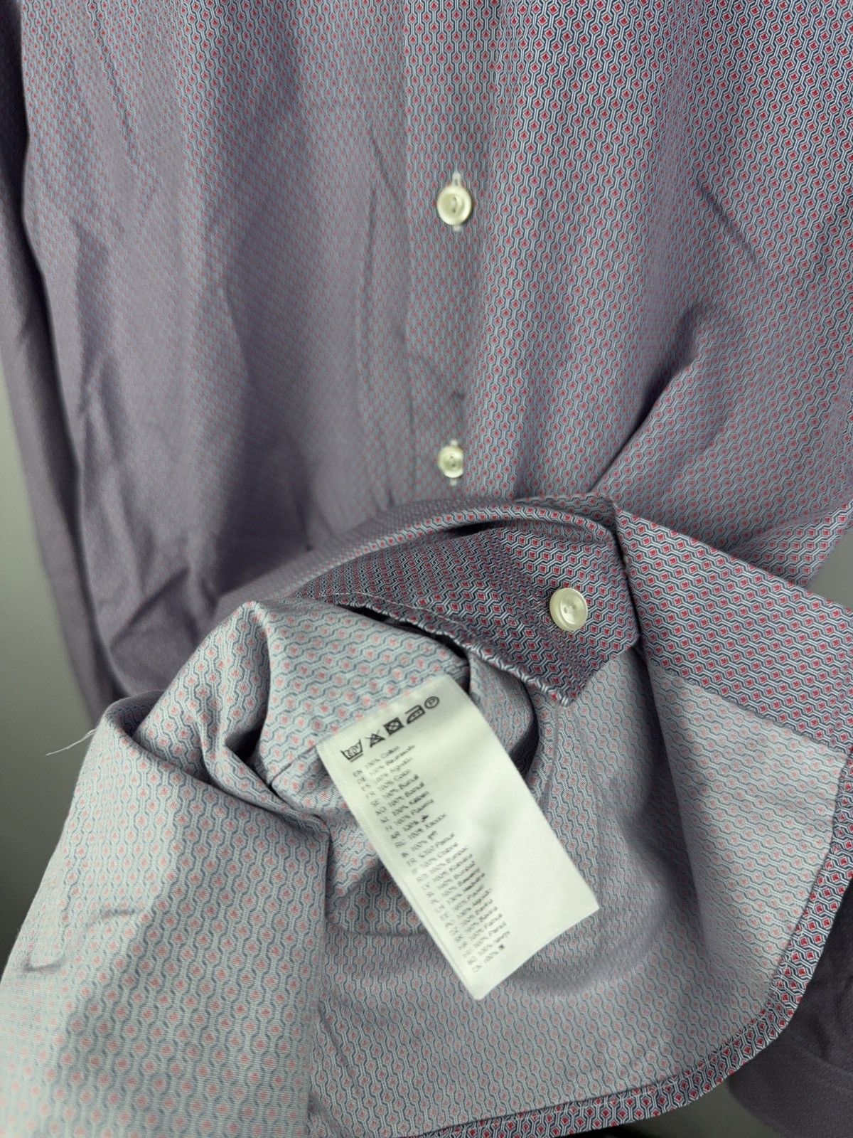 Designer × Eton Eton Slim Fit Micro Pattern Shirt Purple Red 15/38 Cotton Size US S / EU 44-46 / 1 - 4 Thumbnail