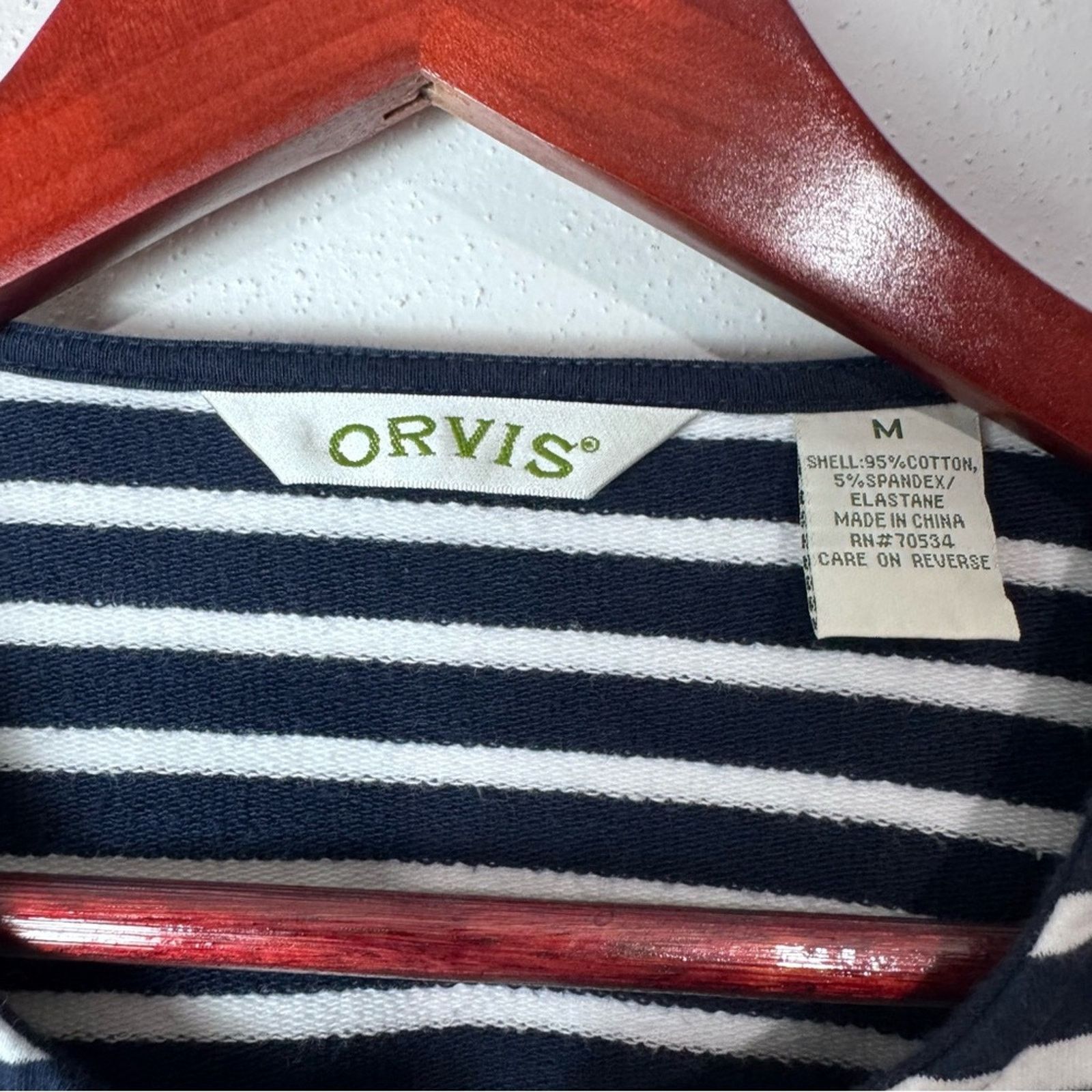 Orvis Orvis Navy & White Striped 3/4 Zip Popover Top Womens Med Size M / US 6-8 / IT 42-44 - 10 Thumbnail