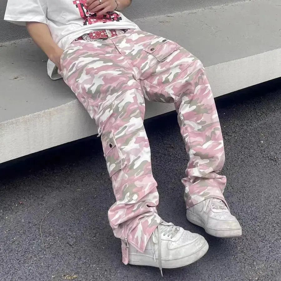 Japanese Brand Camouflage Patchwork Jeans Cargos Y2K Pockets Zipper Baggy Size US 32 / EU 48 - 2 Thumbnail