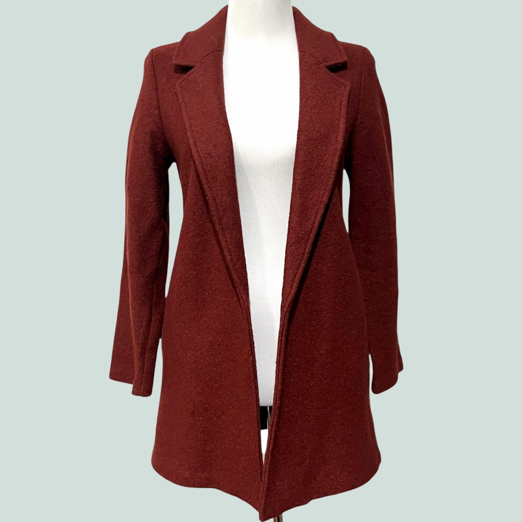 Rachel Zoe Rachel Zoe Hygge Wool Blend Rust Red Jacket Coat Open Front Pockets Size Small Women Wool, Viscose Tweed Jacket Womens Small Rust Red Size S / US 4 / IT 40 - 1 Thumbnail