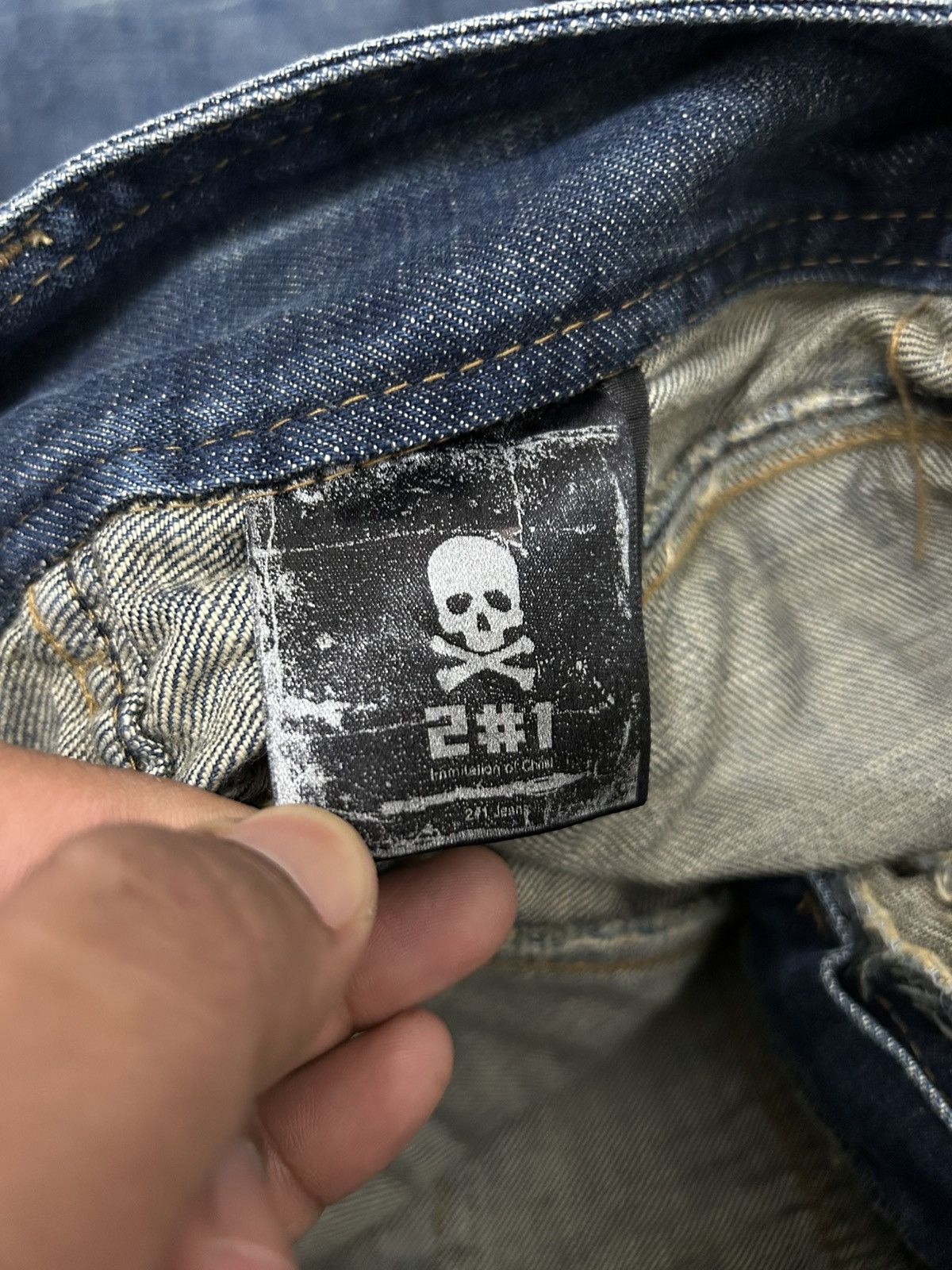Japanese Brand 2#1 Jeans Jesus Loves You Skull Mud Wash Jeans Size US 30 / EU 46 - 15 Thumbnail