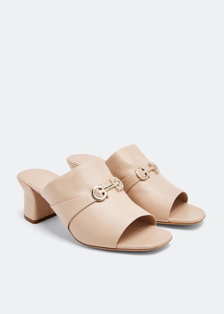 Salvatore Ferragamo o1y0426 Covered Heel Mules in Beige Size US 6 / IT 36 - 4 Thumbnail