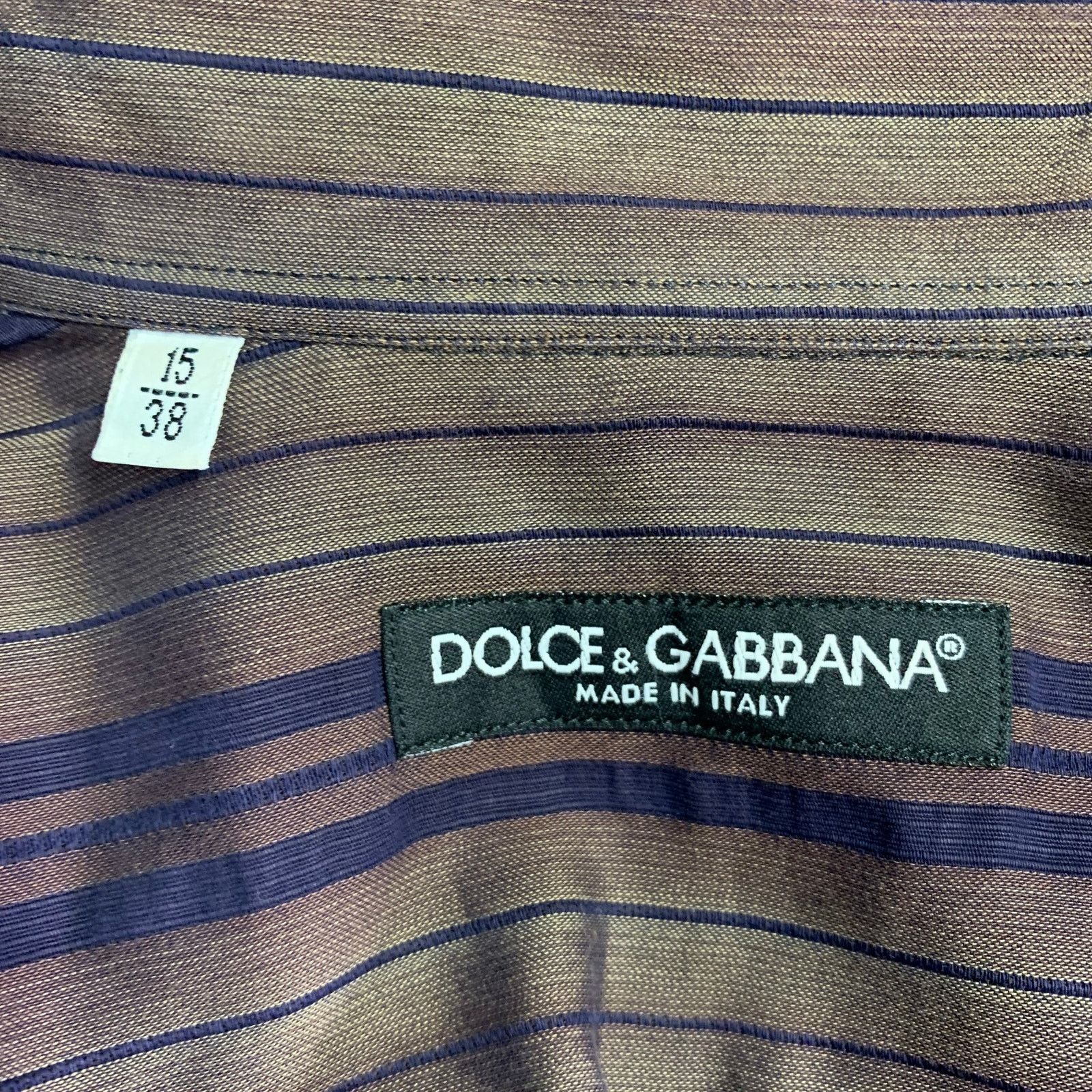 Dolce & Gabbana Size S Brown Navy Stripe One Pocket Long Sleeve Shirt Size US S / EU 44-46 / 1 - 5 Thumbnail