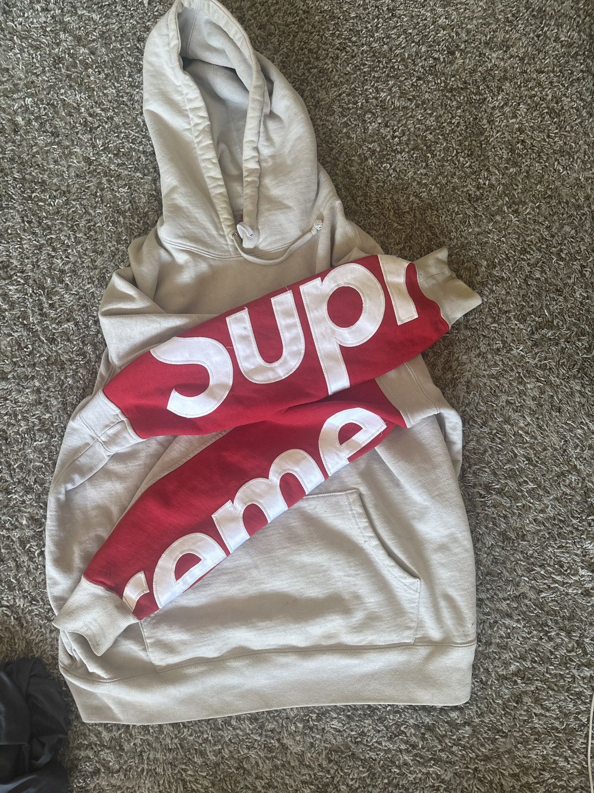 Supreme Supreme Cropped Panels Hooded Sweatshirt (grey and red) Size US M / EU 48-50 / 2 - 2 Thumbnail