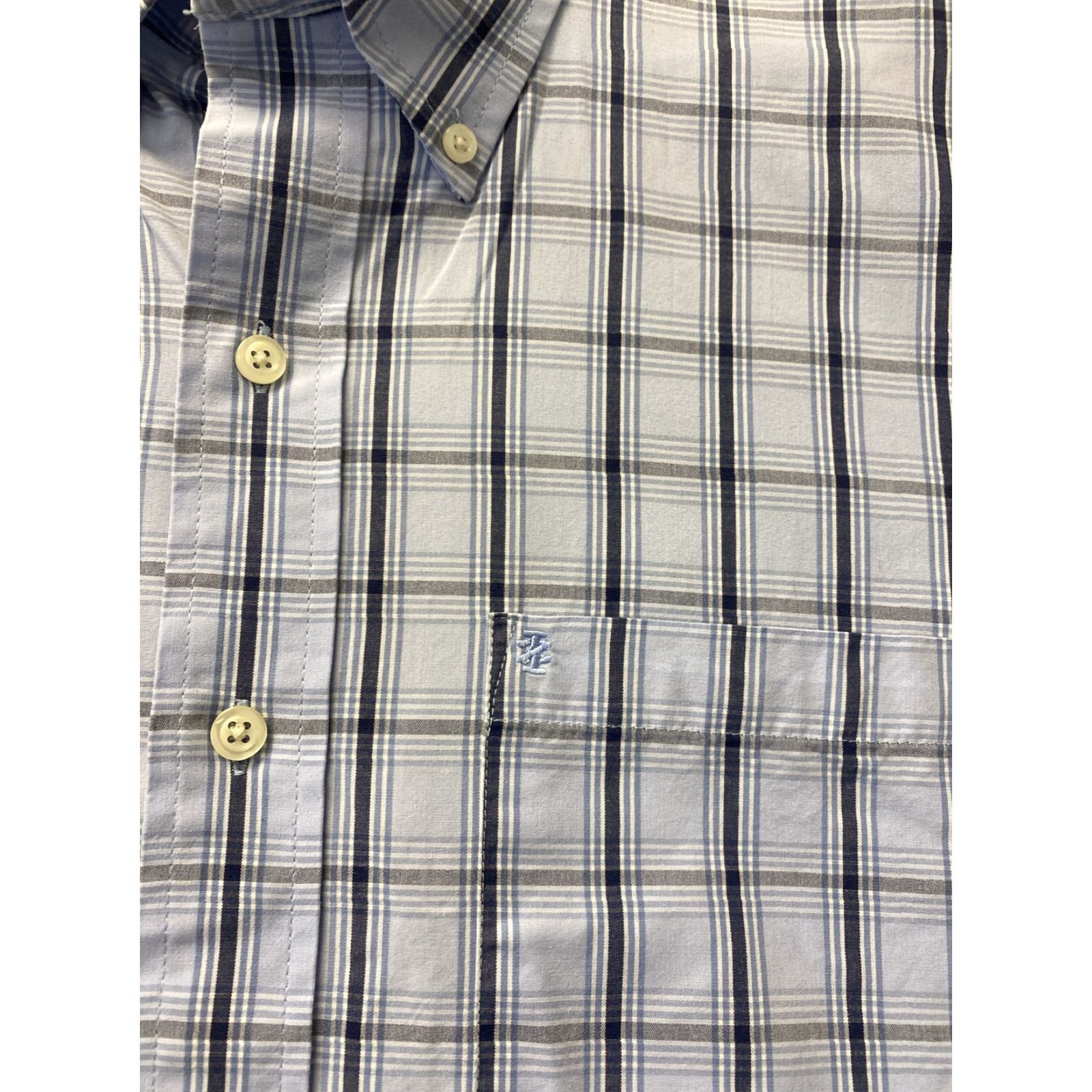 Izod IZOD Button-Up Shirt Men's Large Blue Short Sleeve Regular Fit Solid Classic Size US L / EU 52-54 / 3 - 2 Thumbnail